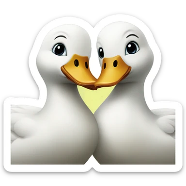 Two ducks hugging sticker