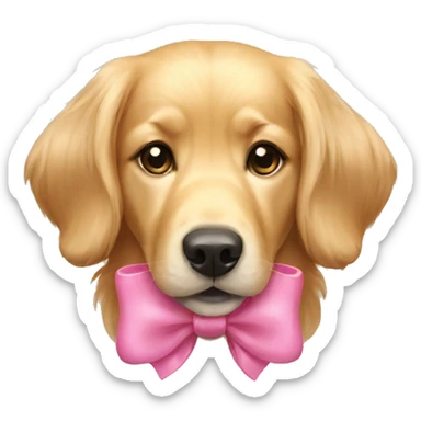 golden retriver female with a pink bow sticker
