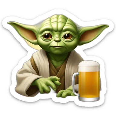 Behe Yoda en train de boire une bière sticker