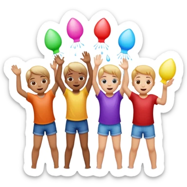 children playing with water balloons sticker