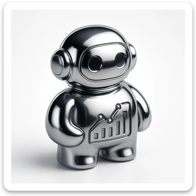AI data-analysis assistant, modern, friendly, tech-inspired, suitable for an app icon, chrome style sticker