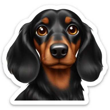 black and brown long haired daschund  sticker