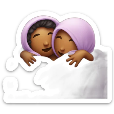 lovers hugging in ball of comforter sticker