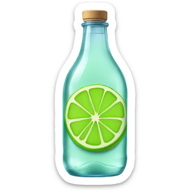 Vibrant lime slices still on glass bottle with water  sticker