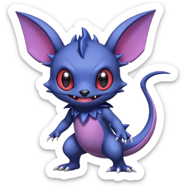 Cute Stitch-Sableye-Noibat-Salandit-Minccino-fusion, full body sticker
