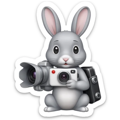 gray rabbit white camera sticker