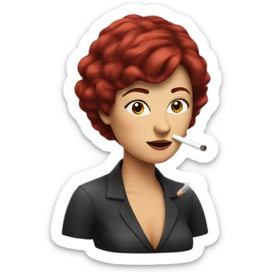 burgundy haired woman smoking sticker