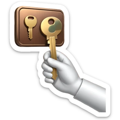 emoji de mano sujetando unas llaves con el fondo de un departamento sticker