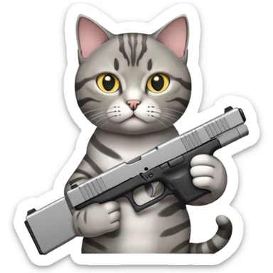 cat holding glock sticker