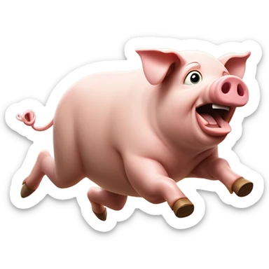 Pig running away from people hunting it sticker
