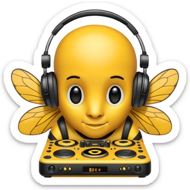 DJ bee with headphones sticker