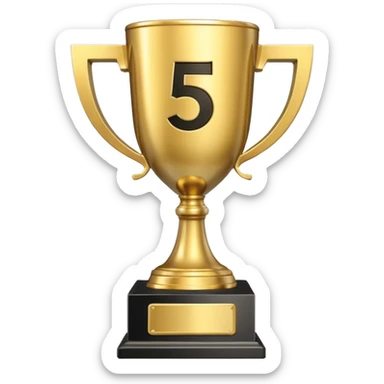 Golden trophy with "500" engraved, YouTube play button, minimal, white background sticker