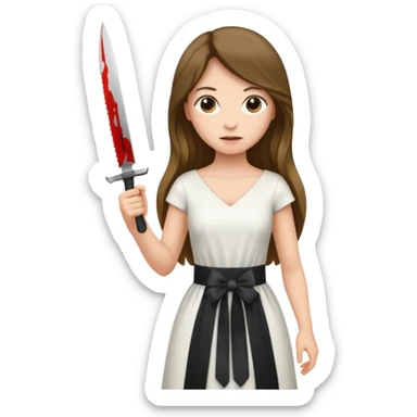 Women standing with a knife behind her back sticker