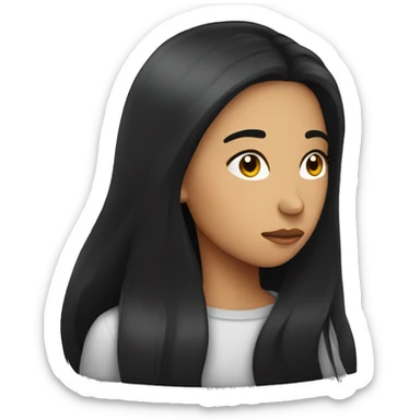 Hispanic female with long black hair exhausted  sticker