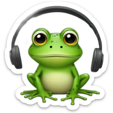 frog listening to rock music sticker