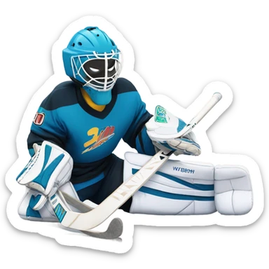 Hockey goalie doing the splits sticker