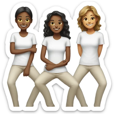 Girls smiling in white shirts sticker