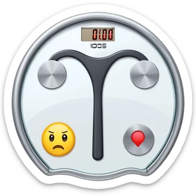 body weight scale with frustrated emoji sticker