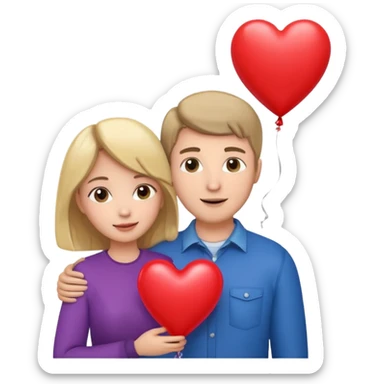 Cute couple with a heart sticker