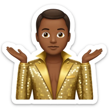 Philip Bailey from Earth, Wind & Fire with dark brown hair, gold sequin outfit sticker