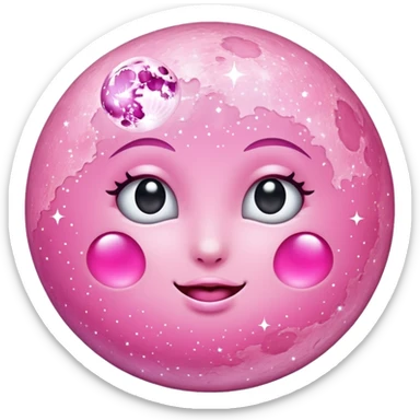 Pink sparkly moon sticker