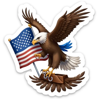 eagle with American flag behind it and guns sticker