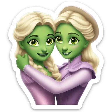 elphaba and glinda hugging sticker