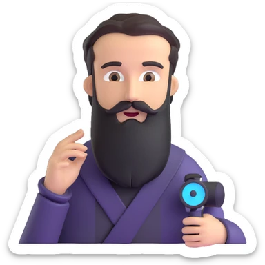 chatbot with Greek philosopher beard, digital interface sticker