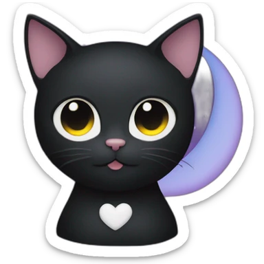 emoji of black cat with crescent moon on his forehead sticker
