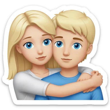 blonde girl cuddling with blonde boy blue eyed sticker