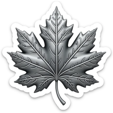 Black and silver filigree maple leaf, 3D, extremely detailed design sticker