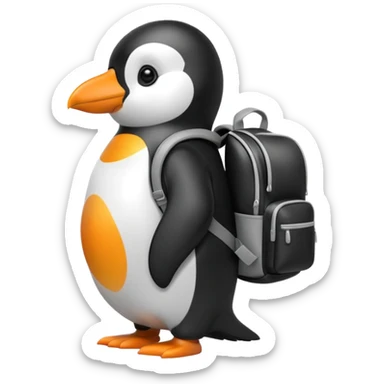 penguin with backpack sticker