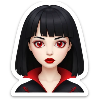 quero a foto de uma vampira com franja de cabelo preto sticker