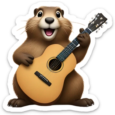 Groundhog playing a guitar sticker