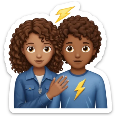 a 15 year old girl with brown curly hair but she has lightnings in it with a brown haired boy who gave her a promise ring sticker