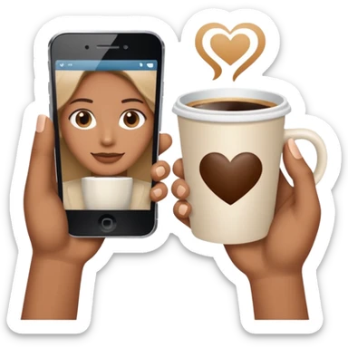 left hand passing a video file, right hand passing a coffee cup, simple, clear, no text sticker