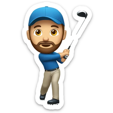 golf player with brown beard and brown hair doing a golf swing sticker
