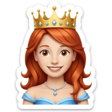 Crea una mujer pelirroja con corona de princesa sticker