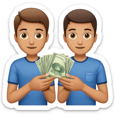 Two young guys holding money in their hands sticker