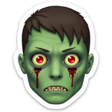 pretty brunette zombie man with green skin sticker