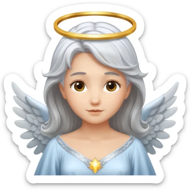 Angel with silver hair and glowing halo sticker