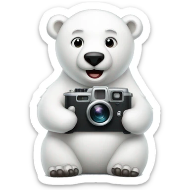 Christmas Polar bear holding a camera  sticker