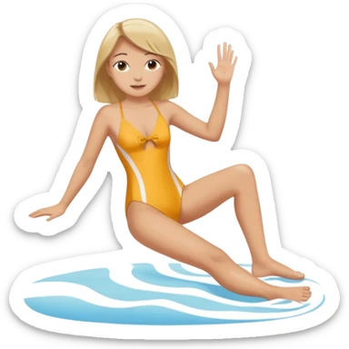 Draw a girl in a swimsuit who shows her foot sticker