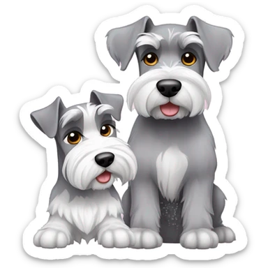 One big gray schnauzer with one small all white schnauzer  sticker