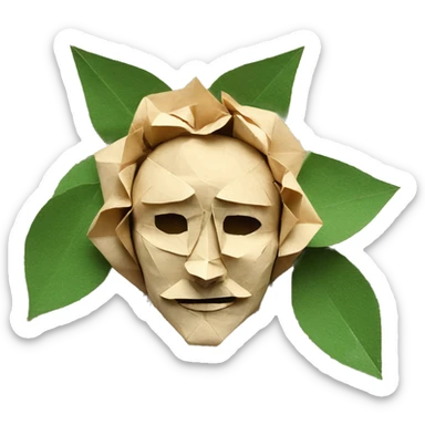 Shakespeare made of origami newspaper roses 420 hemp leaves sticker