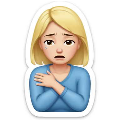 women with arms crossed around neck crying sticker