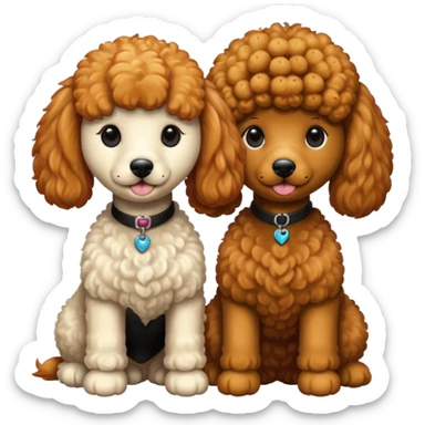 Poodles close to eachother but the other one is ginger color and other is black color sticker