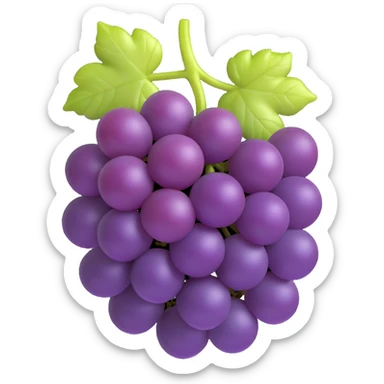 plump purple grape bunch, highly realistic and detailed, resembling a real fruit emoji, suitable as a sprite for a fruit ninja game sticker
