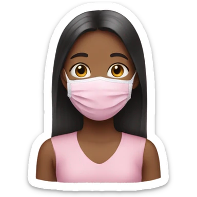 Girl with pink face mask on sticker