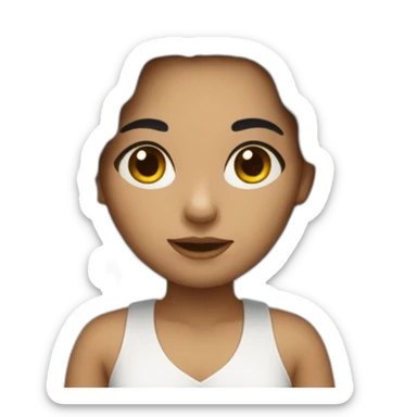 Girl dark hair is workin on MacBook  sticker